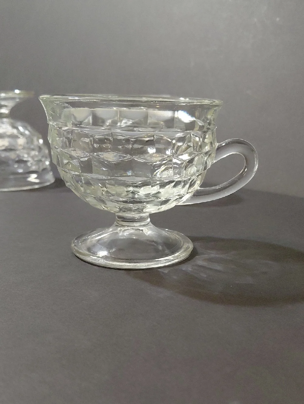 Lot of 3 Vintage Colony/Indiana Glass Whitehall Clear Cubist Footed Punch Cups